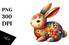 Colorful Bunny Wood PNG Product Image 1