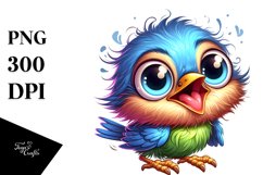 Colorful Crazy Looking Small Baby Wren Clipart Product Image 3