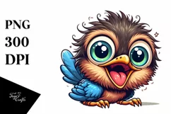Colorful Crazy Looking Small Baby Wren Clipart Product Image 3