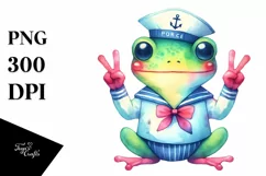 Whimsical Frog in Sailor Suit | Clipart Product Image 1