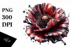 Glossy Marble Poppy Watercolor Clipart Product Image 3