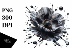 Glossy Marble Poppy Watercolor Clipart Product Image 1