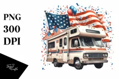 Vintage RV Confetti Watercolor Clipart Product Image 1