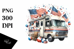 Vintage RV Confetti Watercolor Clipart Product Image 3