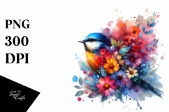 Vibrant Bird, Abstract Watercolor | Sublimation | Clipart Product Image 1