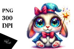 Crazy Baby Bunny with Magic Wand, PNG Product Image 1