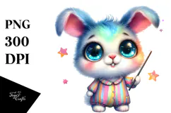 Crazy Baby Bunny with Magic Wand, PNG Product Image 1