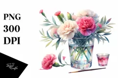 Watercolor Floral with Carnation | Clipart Product Image 1