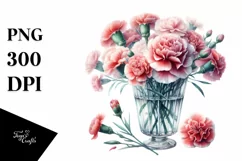 Watercolor Floral with Carnation | Clipart Product Image 3