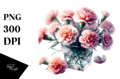 Watercolor Floral with Carnation | Clipart Product Image 1