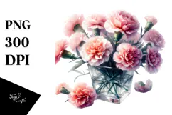 Watercolor Floral with Carnation | Clipart Product Image 1