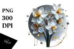 Abstract Narcissus Watercolor Splash PNG Product Image 1