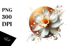 Abstract Narcissus Watercolor Splash PNG Product Image 1