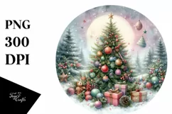Pastel Christmas Scene with Large Text PNG Product Image 1