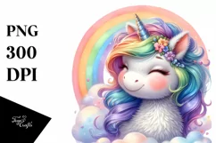 Cute Baby Unicorn, Rainbow, Clipart Product Image 1