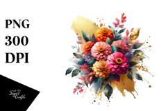 Vibrant Zinnia Watercolor Abstract | Sublimation Clipart Product Image 3