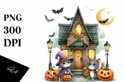 Funny Watercolor Halloween Sticker Clipart Product Image 1