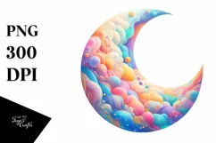 Colorfull Pastel Moon Watercolor Clipart Product Image 1