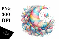 Colorfull Pastel Moon Watercolor Clipart Product Image 1
