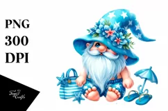 Summer Gnome Azure Beachwear Watercolor Clipart Product Image 3