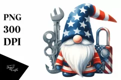 Watercolor Patriotic Gnome | Summer Clipart Product Image 1