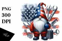 Watercolor Patriotic Gnome | Summer Clipart Product Image 1