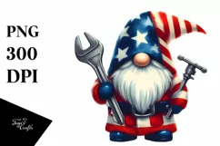 Watercolor Patriotic Gnome | Summer Clipart Product Image 3