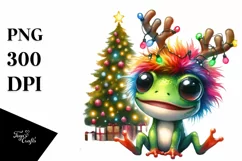 Baby Frog with Reindeer Horns PNG Product Image 1