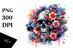 Colorful Skull Painting Sublimation PNG Product Image 1
