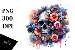 Skull made of Spring Flowers PNG Product Image 1