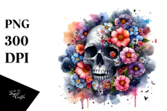 Skull made of Spring Flowers PNG Product Image 1