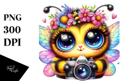 Cute Vibrant Baby Bee PNG Product Image 1