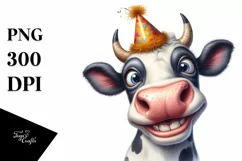 Cow Enthusiastic Party Cow Portrait | Clipart Product Image 1