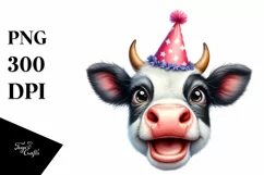 Cow Enthusiastic Party Cow Portrait | Clipart Product Image 3