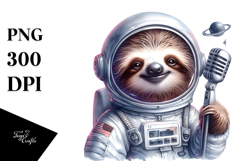 Energetic Sloth with Astronaut Helmet PNG Product Image 1