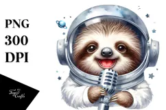 Energetic Sloth with Astronaut Helmet PNG Product Image 1