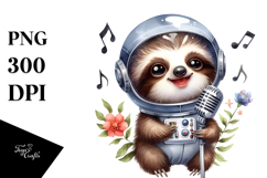 cute Baby Sloth with Astronaut Helmet, PNG Product Image 1