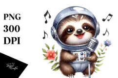 cute Baby Sloth with Astronaut Helmet, PNG Product Image 1
