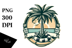 Vintage Tropical Tree Beach Buoy PNG Product Image 1