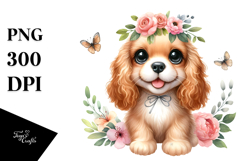 Watercolor Cute Cocker Spaniel PNG Product Image 1