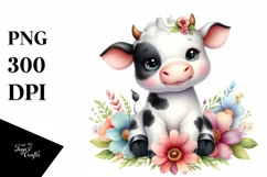 Cute Cow|T-shirt, Mug PNG Product Image 1