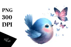 Colorful Bird with Butterfly Silhouettes and Cloud of Dust, Product Image 1