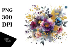 Sublimation Colorful Bouquet Gold Foil Violet Product Image 1
