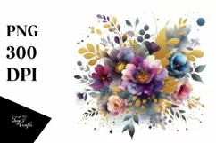 Sublimation Colorful Bouquet Gold Foil Violet Product Image 3