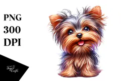 Watercolor Cute Yorkshire Terrier PNG Product Image 1