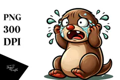 Silly Cartoon Otter with Dramatic Despair PNG Product Image 1