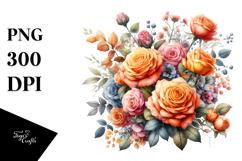 Colorfull Orange Roses PNG Product Image 1