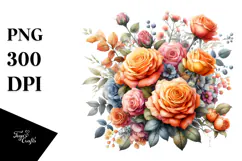 Colorfull Orange Roses PNG Product Image 1