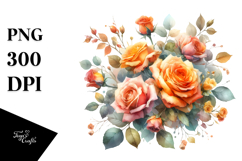 Colorfull Orange Roses PNG Product Image 1