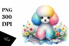 Cute Colorful Poodle Watercolor Clipart Product Image 3
